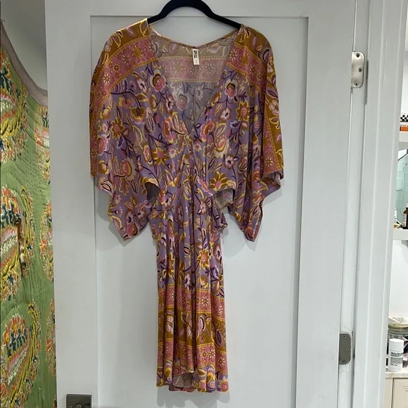 Spell Floral V-Neck Dress with Kimono Sleeves - Picture 1 of 6
